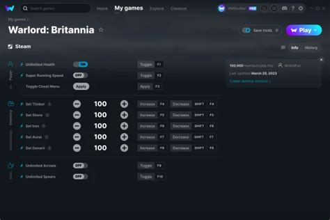 Warlord: Britannia Cheats & Trainers for PC .